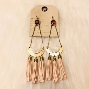 Anthropologie Leather Tassel Earrings